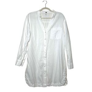 Young‎ Fabulous & Broke YFB White Button Front Shirt Dress/Tunic Top Size Medium
